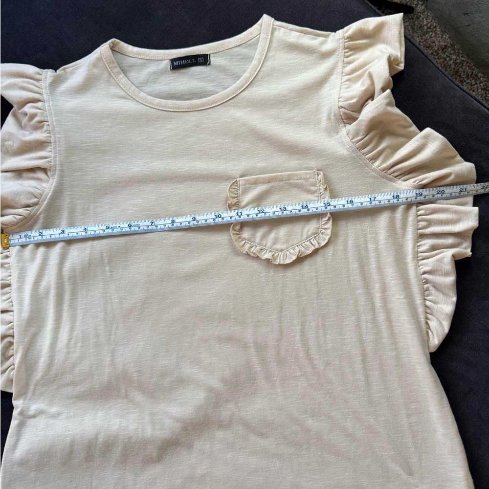 MARELLA Beige Ruffle Sleeve Top - Picture 5 of 7
